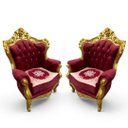 Ver imagem 3 de Par de Poltronas Clássicas Marsala com Dourado 114x75x84cm
