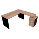 Ver imagem 1 de Conjunto de Mesa em L Pe40 com Mesa Auxiliar 1,50 x 1,65 - Walnut - Naturale
