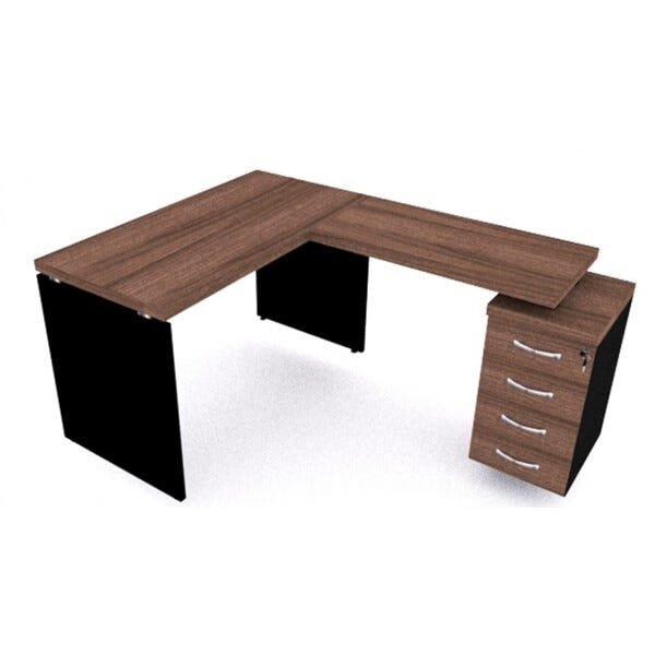 Conjunto de Mesa em L Pe40 com Mesa Auxiliar 1,20x1,65 - Walnut