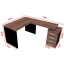 Ver imagem 2 de Conjunto de Mesa em L Pe40 com Mesa Auxiliar 1,20x1,65 - Walnut
