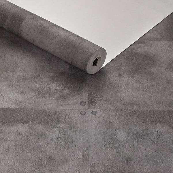 Papel de Parede Importado Textura Placas de Aço Cinza - 1