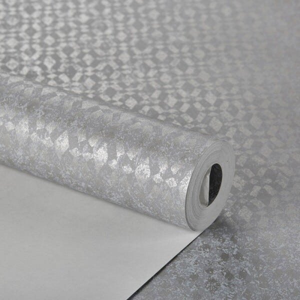 Papel de Parede Importado Texturizado Geometrico Cinza - 1