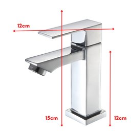 Torneira Banheiro Lavabo Fria Quadrada 1/4 Volta Luxo Cromada, Metal, Inox Aço, Premium, Gourmet, Ba - 7 Torneira Banheiro Lavabo Fria Quadrada 1/4 Volta Luxo Cromada, Metal, Inox Aço, Premium, Gourmet, Ba - 7
