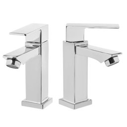 Torneira Banheiro Lavabo Fria Quadrada 1/4 Volta Luxo Cromada, Metal, Inox Aço, Premium, Gourmet, Ba - 2 Torneira Banheiro Lavabo Fria Quadrada 1/4 Volta Luxo Cromada, Metal, Inox Aço, Premium, Gourmet, Ba - 2