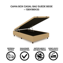 Ver imagem 2 de Cama Box Casal Baú Suede Bege 138x188x35 - Fábrica de Tudo
