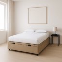 Ver imagem 3 de Cama Box Casal Baú Suede Bege 138x188x35 - Fábrica de Tudo