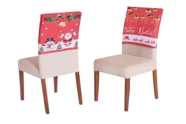 Kit 6 Capas para encosto de Cadeira Jantar decoração Natal - 2