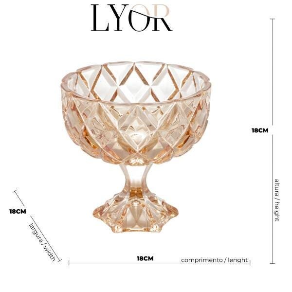 Centro de Mesa Decorativo com Pé de Cristal Deli Diamond Ambar Metalizado 1387 Lyor - 5