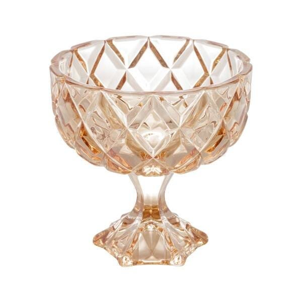 Centro de Mesa Decorativo com Pé de Cristal Deli Diamond Ambar Metalizado 1387 Lyor