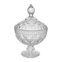Ver imagem 1 de Bomboniere Potiche de Cristal C/Pé Diamond Transparente 23x15cm Lyor