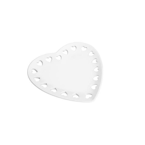 Porta Anéis de Ceramica Coração Branco Lyor - 3