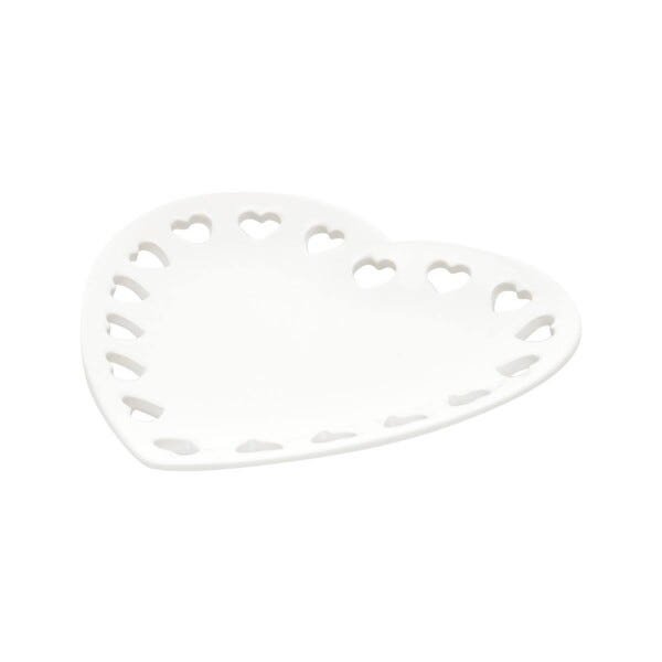 Porta Anéis de Ceramica Coração Branco Lyor - 2