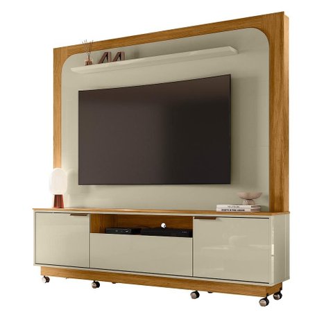 Estante Home Theater Nilo Cumaru/Opala com Rodízios