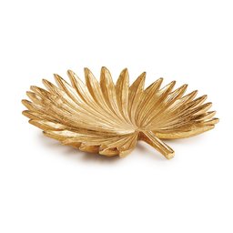 Centro de Mesa Folha de Latânia Dourada em Poliresina 5x36,5cm Mart - 1