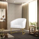 Ver imagem 6 de Cadeira Sala de Jantar Base Industrial Dourado Stella Sintético Pu D03 - D'rossi Cor Branco