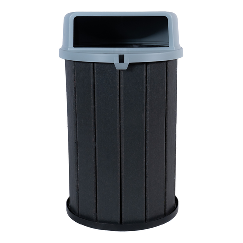 Lixeira Mbs Ecológica Madeira Plástica 100L Coleta Seletiva:Cinza Ébano/Tampa Cinza