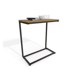 Mesa Apoio Lateral Sofá Vintage Aço e Madeira Freijó/Preto fosco - 3