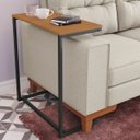Ver imagem 1 de Mesa Apoio Lateral Sofá Vintage Aço e Madeira Canela/preto Fosco