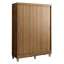 Ver imagem 3 de Guarda-roupa Solteiro Madesa Luke 2 Portas de Correr de Madeira com Pés - Rustic