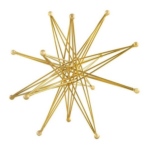 Escultura Decorativa Estrela Dourada em Metal  25,5x31,5cm Mart
