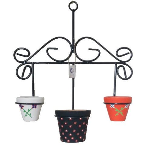 Suporte em Ferro na cor Preta Para Plantas Retro 3 Vasos