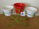 Ver imagem 3 de Suporte de mesa na cor verde para 3 vasos - Pequeno feito em ferro