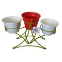 Ver imagem 1 de Suporte de mesa na cor verde para 3 vasos - Pequeno feito em ferro