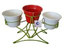 Ver imagem 1 de Suporte de mesa na cor verde para 3 vasos - Pequeno feito em ferro