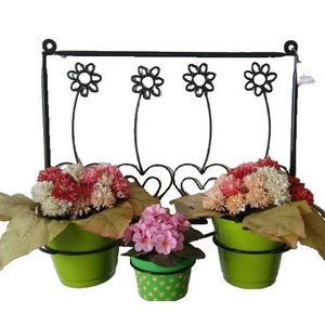 Suporte de Plantas para 3 Vasos na cor Preta