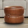 Puff Decorativo Redondo Drum de Couro Caramelo - PR Móveis - 2