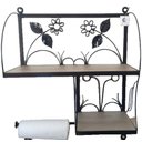 Ver imagem 1 de Suporte Prateleira em ferro cor preta Duplo para Cozinha flores