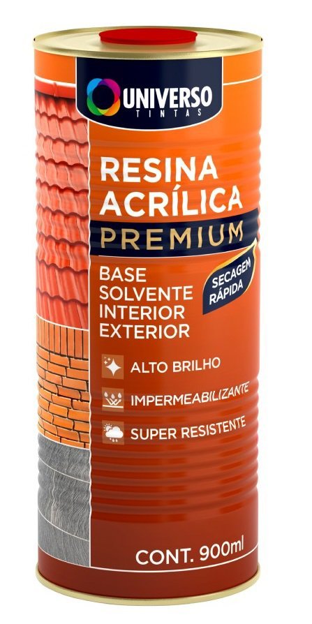 Resina Acrilica Premium Incolor Brilhante 900ML Universo - 1