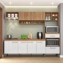 Ver imagem 1 de Cozinha Completa Modulada 5 Peças com Torre Quente e Balcão com Tampo 240cm Inova Yescasa Mel/Branco