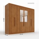 Ver imagem 4 de Guarda-Roupa Casal 6 Portas 2 Gavetas com Espelhos Malta Yescasa