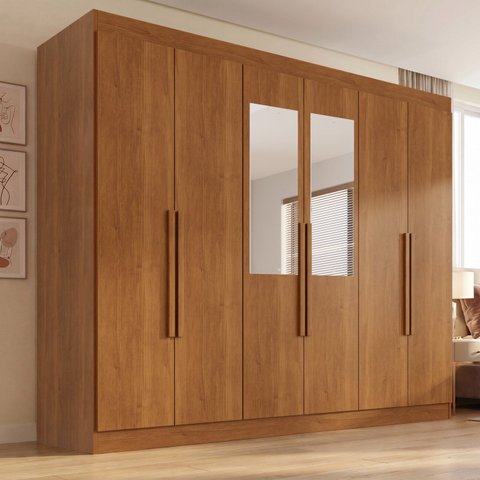 Guarda-Roupa Casal 6 Portas 2 Gavetas com Espelhos Malta Yescasa