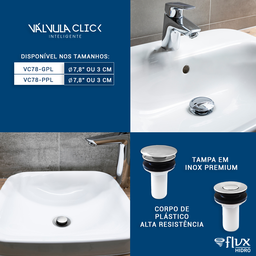 Válvula Click 7/8 Tampa Pequena - Corpo Pvc Inox - 4