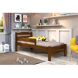 Cama Solteiro C/ Grade de Proteção Madeira Maciça Cor Imbuia - 1