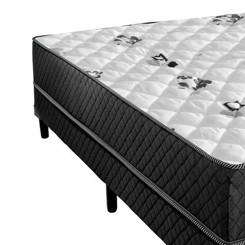 Cama Box Casal Conjugada Ortopédico Floral e Preta