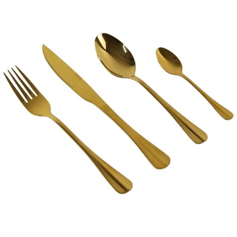 Faqueiro 24 Peças Aço Inox Positano Dourado Lyor