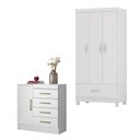 Ver imagem 1 de Cômoda Montevidéu e Guarda Roupa Solteiro Prince Branco - Demóbile