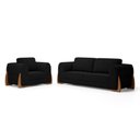 Ver imagem 1 de Kit Poltrona e Sofá Bloom 160cm 02 Lugares com Pés de Madeira Bouclê Preto - Desk Design
