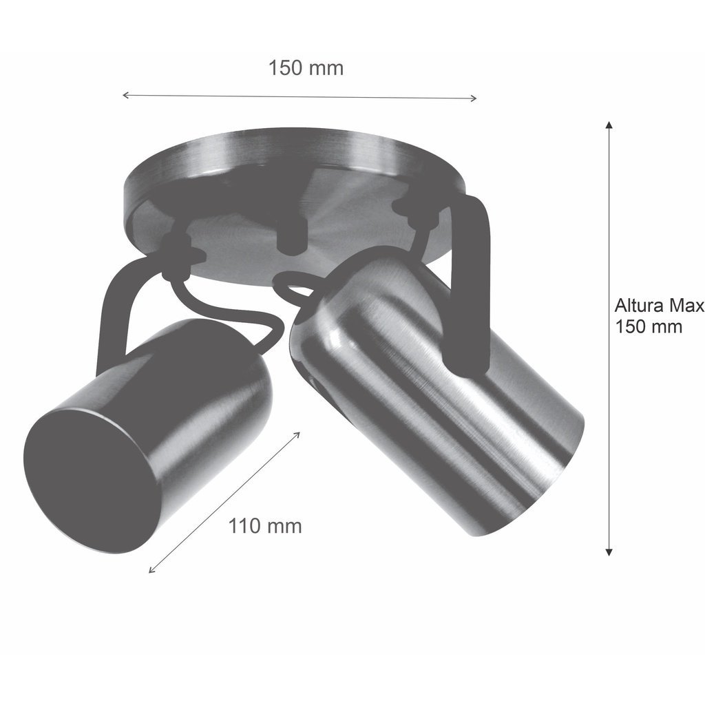 Luminária Teto 2 Spots Direcionáveis Focus Fit Escovado 1282 - 3