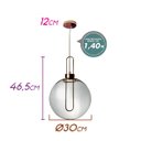 Ver imagem 3 de Pendente Led de Vidro Ghianda 46,5cmx30cm Bella Iluminação 1x3W