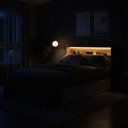 Ver imagem 5 de Cama Queen 4 Gavetas e Cabeceira Nicho com LED MDF Aurora Yescasa Marrom/Carvalho Hanover/Argila