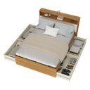 Ver imagem 4 de Cama Queen 4 Gavetas e Cabeceira Nicho com LED MDF Aurora Yescasa Marrom/Carvalho Hanover/Argila