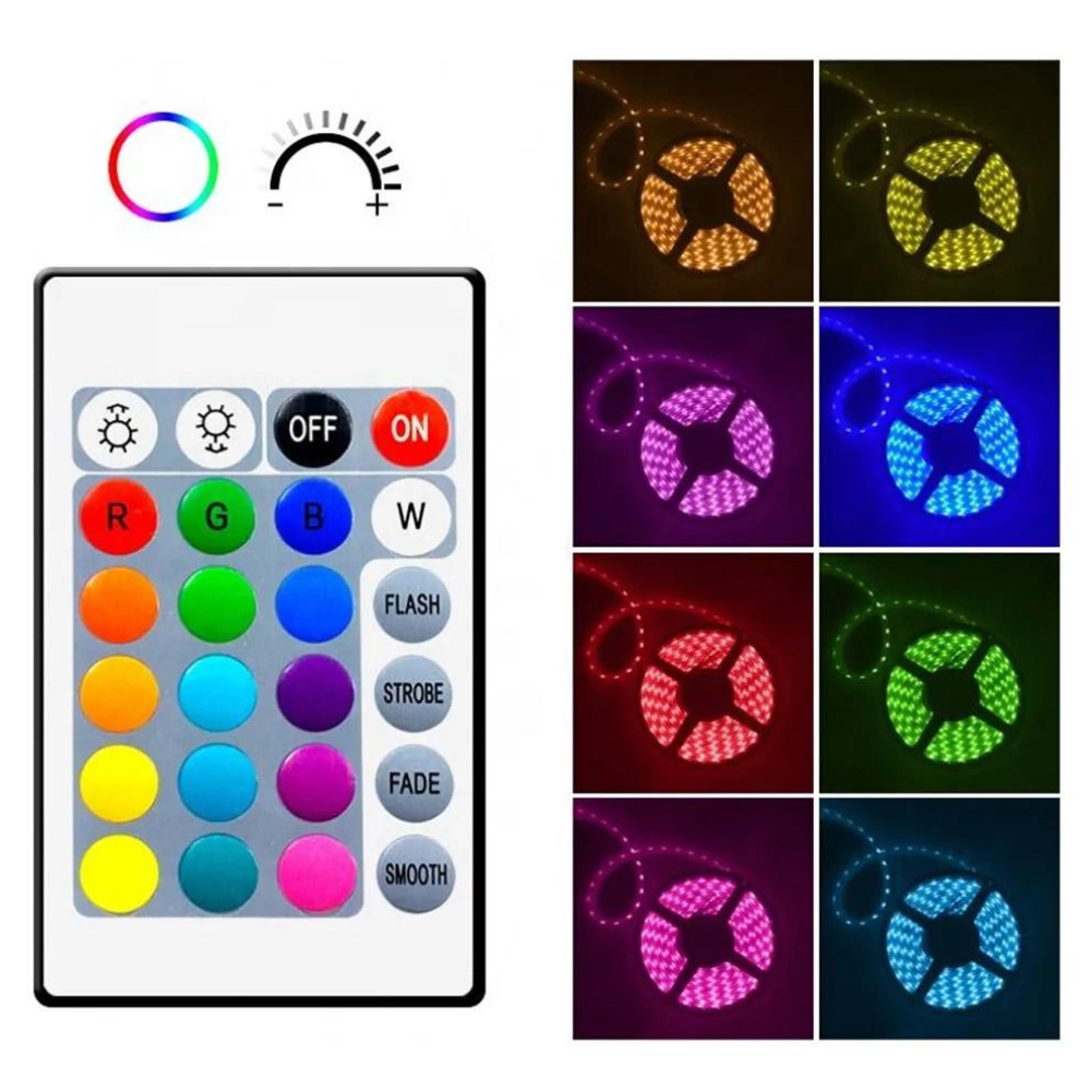 Fita Led 5050 Rgb Color 5 Metros Prova D'água C/ Controle - 7