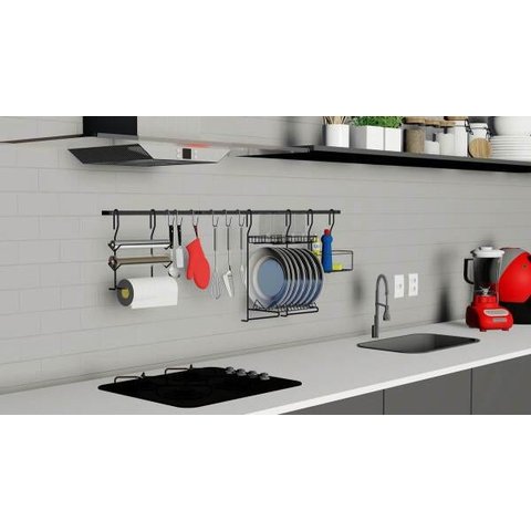 Cozinha Suspensa Elegance 135x48x21,8 Preto Dicarlo