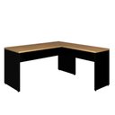 Ver imagem 1 de Mesa L Escrivaninha 150cm X 150cm Pés Painel Mac Pr F5 Cor:macadâmia com Preto