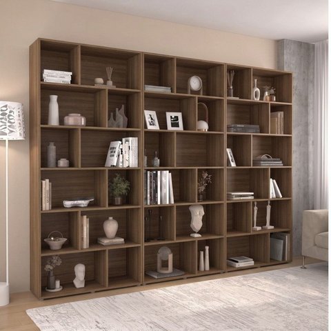 Kit 3 Estantes para Livros Xangai 204,2x180cm Castanho
