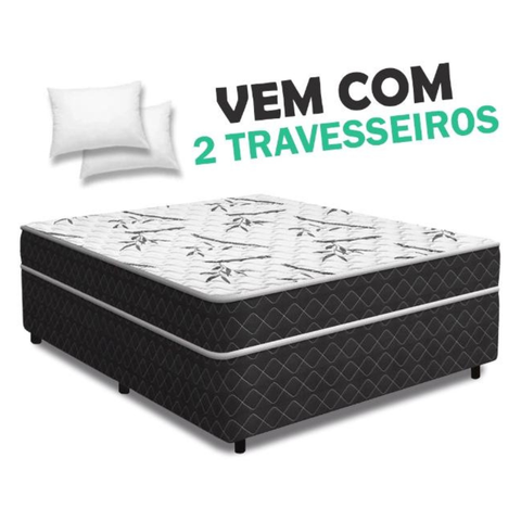 Cama Box Casal Conjugada Ortopédica 138x188 com + 2 Travesseiros